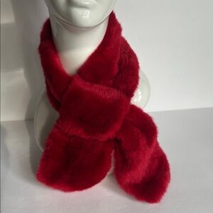 Red Faux Fur Scarf Neckwrap Muffler Warmer Luxurious Fleece Lined